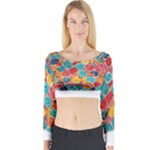 floral and leaves pattern Long Sleeve Crop Top