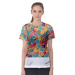 floral and leaves pattern Women s Sport Mesh T-Shirt