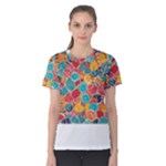 floral and leaves pattern Women s Cotton T-Shirt