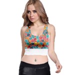 floral and leaves pattern Racer Back Crop Top