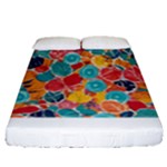 floral and leaves pattern Fitted Sheet (Queen Size)