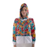 floral and leaves pattern Women s Hooded Windbreaker