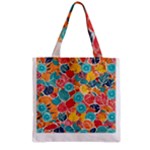 floral and leaves pattern Zipper Grocery Tote Bag