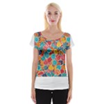 floral and leaves pattern Cap Sleeve Top