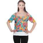 floral and leaves pattern Cutout Shoulder T-Shirt