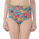 floral and leaves pattern Classic High-Waist Bikini Bottoms