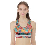 floral and leaves pattern Sports Bra with Border