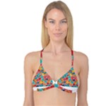 floral and leaves pattern Reversible Tri Bikini Top