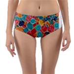 floral and leaves pattern Reversible Mid-Waist Bikini Bottoms