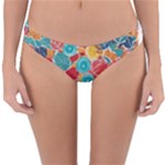 floral and leaves pattern Reversible Hipster Bikini Bottoms