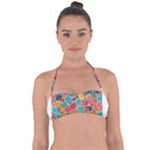 floral and leaves pattern Tie Back Bikini Top