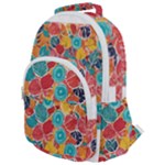 floral and leaves pattern Rounded Multi Pocket Backpack