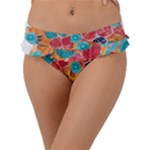 floral and leaves pattern Frill Bikini Bottoms