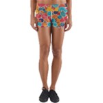 floral and leaves pattern Yoga Shorts