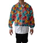 floral and leaves pattern Kids  Hooded Windbreaker