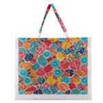 floral and leaves pattern Zipper Large Tote Bag