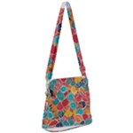 floral and leaves pattern Zipper Messenger Bag