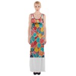 floral and leaves pattern Thigh Split Maxi Dress