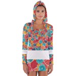 floral and leaves pattern Long Sleeve Hooded T-shirt