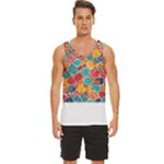 floral and leaves pattern Men s Wide Collar Tank Top