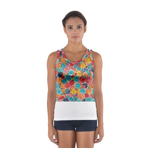 floral and leaves pattern Sport Tank Top  from ArtsNow.com