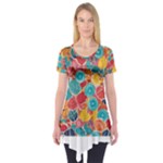 floral and leaves pattern Short Sleeve Tunic 