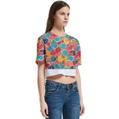 Women s Round Neck Short Sleeve Crop Top 