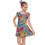 floral and leaves pattern Kids  Cap Sleeve Dress