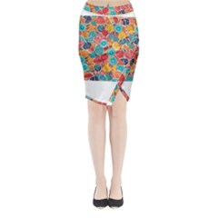 floral and leaves pattern Midi Wrap Pencil Skirt from ArtsNow.com