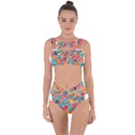 floral and leaves pattern Bandaged Up Bikini Set 