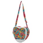 floral and leaves pattern Heart Shoulder Bag