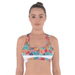 floral and leaves pattern Cross Back Sports Bra