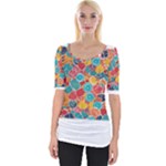 floral and leaves pattern Wide Neckline T-Shirt