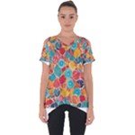 floral and leaves pattern Cut Out Side Drop T-Shirt