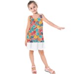 floral and leaves pattern Kids  Sleeveless Dress