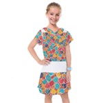 floral and leaves pattern Kids  Drop Waist Dress