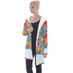 floral and leaves pattern Longline Hooded Cardigan