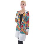 floral and leaves pattern Hooded Pocket Cardigan