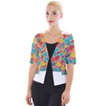 floral and leaves pattern Cropped Button Cardigan