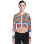 floral and leaves pattern Long Sleeve Zip Up Bomber Jacket