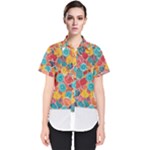 floral and leaves pattern Women s Short Sleeve Shirt