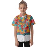 floral and leaves pattern Kids  Short Sleeve Shirt