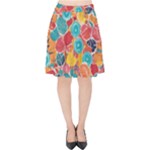 floral and leaves pattern Velvet High Waist Skirt