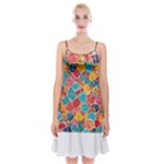 floral and leaves pattern Spaghetti Strap Velvet Dress