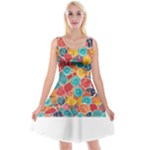 floral and leaves pattern Reversible Velvet Sleeveless Dress