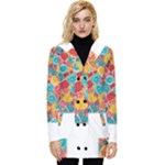 floral and leaves pattern Button Up Hooded Coat 