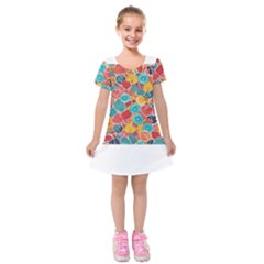 floral and leaves pattern Kids  Short Sleeve Velvet Dress from ArtsNow.com