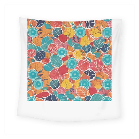 floral and leaves pattern Square Tapestry (Small) from ArtsNow.com