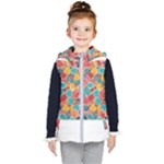 floral and leaves pattern Kids  Hooded Puffer Vest