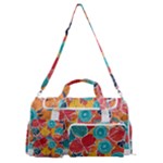 floral and leaves pattern Sports Gym Duffle Bag with Shoe Compartment